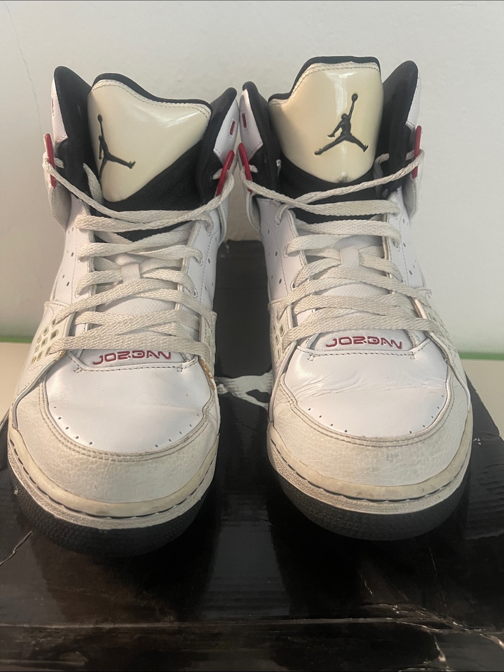 Jordan White Black Red High-Top Basketball Sneakers 13